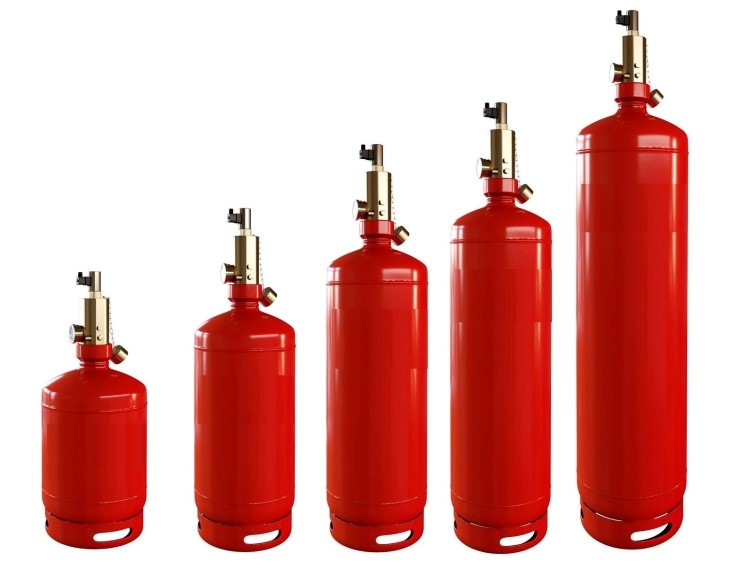 Модули газового пожаротушения типа 1МП-Л (горизонтальное расположение баллона) 